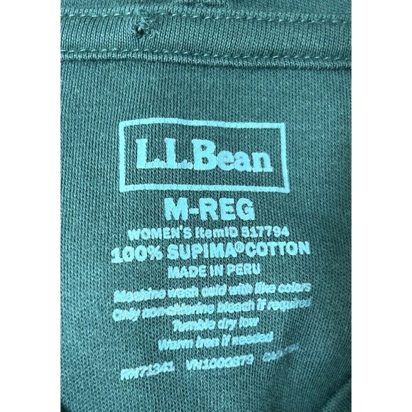 LL Bean Pima Shawl Long-Sleeve Dark Green Cotton Tee Size Medium (10/12) - Picture 5 of 12